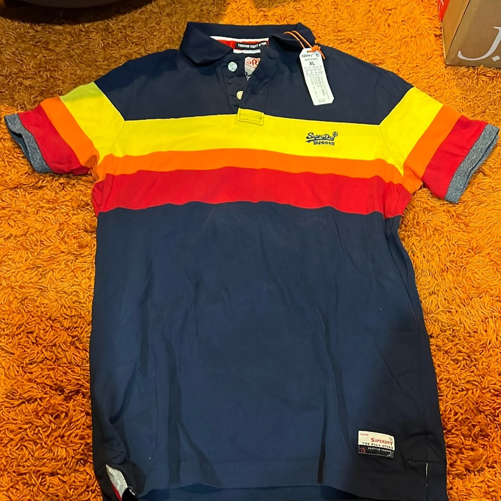 Triband chest stripe polo shirt. XL. brand New with tags